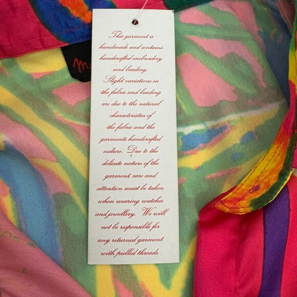 NWT Manish Vaid Colorful Romper Size S Roll Tab Long Sleeve Beaded Embellished - Picture 9 of 16